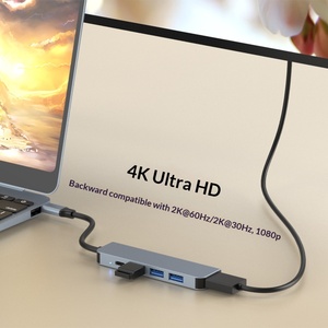 Adaptateur multiport Type C 5 en 1 en aluminium pour HDTV 2.0 4K, chargeur PD 100W, hub USB 3.0 2.0, <span class=keywords><strong>accessoires</strong></span> pour <span class=keywords><strong>ordinateur</strong></span> <span class=keywords><strong>portable</strong></span> MacBook - Product Image 2