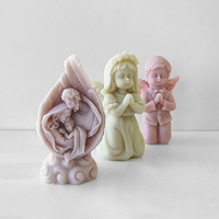 Moule en silicone 3D pour bougie d'ange de prière pour garçons et filles Moule en silicone pour bougie ailes d'ange de la famille Vierge Marie