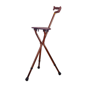 Brown <b>folding</b> cane <b>stool</b> with multiple functions, multi-position telescopic cane, aluminum alloy, can be sat on, three-legged - Product Image 2