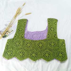 Haut court <span class=keywords><strong>sans</strong></span> manches pour femme, style européen et américain, décontracté, jacquard français, maille tricotée respirante, motif floral sur le devant - Product Image 4
