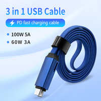 Produk Grosir 2026 Kabel Data Cepat USB Type C 3 in 1 Logo Laser Kustom Hadiah Pribadi untuk Promosi & Bisnis