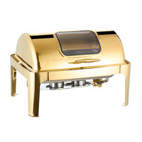 Ensemble Buffet de Luxe Professionnel en Acier Inoxydable Doré pour Hôtellerie, Chauffe-Plat Buffet, Fabricants de Réchauds
