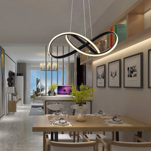 Lámpara Colgante LED Moderna y Elegante de Aluminio y Silicona con Forma Curva, Altura Ajustable para Interiores - Product Image 4