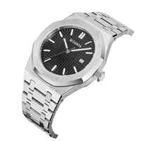 Montre automatique pour homme OEM ODM, mouvement japonais, acier inoxydable, montre-bracelet de style business, étanche 5ATM, logo personnalisé, usine de montres