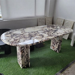 طاولة قهوة فخمة إيطالية من Calacatta Viola, طاولة قهوة فخمة من الرخام وطاولة أريكة - Product Image 4