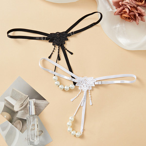 Tanga Transparente Sexy para Mujer, con Perlas, de Nailon Negro, Modelo 8006 - Product Image 2