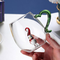 Ensemble de verres de Noël en verre faits à la main, style américain créatif, écologiques, avec logo personnalisable, motif bonhomme de neige et sapin, sublimes