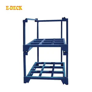 Wholesale adjustable rack stackable-Heavy duty rigid stackable adjustable vertical galvanized steel folding china warehouse storage metal nestainer pallet rack