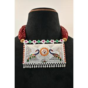 Plaster Tevati <b>Silver</b> Zircon Vintage <b>Choker</b> Necklace Peacock Design Beaded Chain for Women Wedding Gift Jewelry Statement Piece - Product Image 1