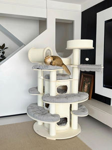 Modern Gray <b>Cat</b> <b>Tree</b> <b>Scratching</b> <b>Post</b> Tower Climbing Frame <b>Cat</b> Condo Indoor Wooden <b>Cat</b> Furniture - Product Image 5