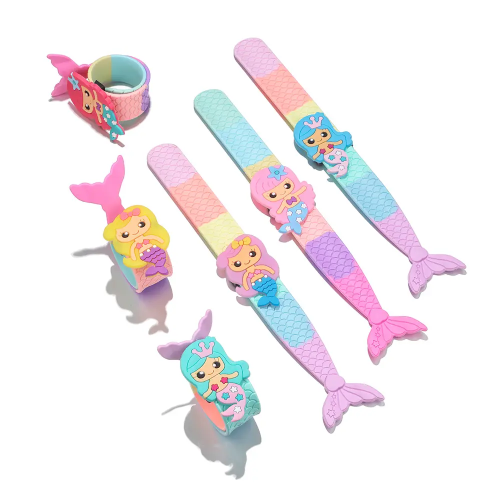 Multi Styles Free Choice Unicorn Mermaid PVC Silicone Children Kids Slap Bracelets