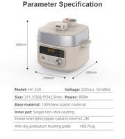 Cuisinière à pression électrique intelligente professionnelle 2,5 L 800 W avec écran numérique LED et préréglages intelligents, haute efficacité, multi-usages