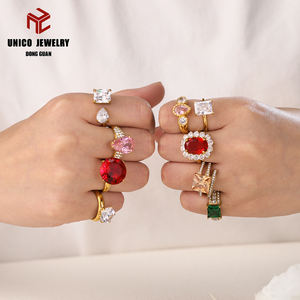 Обручальные кольца для женщин, кольца из нержавеющей стали 316L, позолоченные 18-каратным золотом, свадебные кольца, модные ювелирные кольца, кольца с кубическим цирконием - Product Image 1