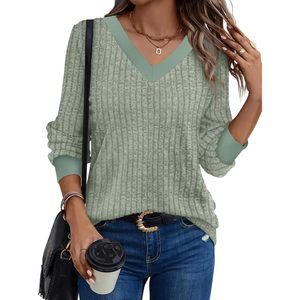 Suéter de Manga Larga con Cuello en V para Mujer, Suave y Ligero, Informal para Otoño, Prenda de Punto Transpirable, Atuendo de Moda - Product Image 2