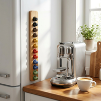 Support mural vertical en bambou pour 12 capsules Nespresso, colonne simple, rail pour capsules, nouveau modèle