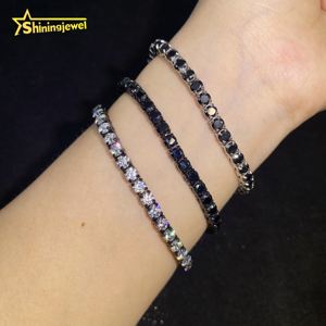 Collar de Cadena de Tenis de Acero Inoxidable 316L con Incrustaciones de Moissanita VVS, Chapado en Oro Negro con Diamantes de 4 mm, Estilo Hip Hop - Product Image 6