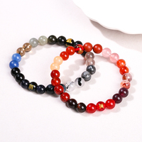 JD GEMS Cuentas de piedras semipreciosas Brazalete de joyería energética Piedra natural Mezcla Multicolor Pulsera de cinco elementos