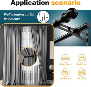 Supports de fenêtre réglables décoratifs doubles robustes Double <span class=keywords><strong>tringle</strong></span> à <span class=keywords><strong>rideau</strong></span> <span class=keywords><strong>pour</strong></span> accessoires de pistes de rideaux <span class=keywords><strong>pour</strong></span> plusieurs scénarios - Product Image 6