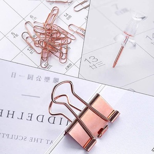 Dễ Thương Rose Gold Kim Loại Chất Kết Dính Clip Set Các Loại Kích Thước Kẹp Giấy Và Đẩy Pins Văn Phòng Nguồn Cung Cấp Bàn Phụ Kiện - Product Image 3