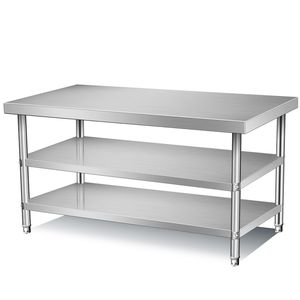 Stainless Steel Double Layer <b>Worktable</b> 304 Grade Restaurant Kitchen Bench Commercial Use - Product Image 1