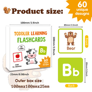 Cartes flash <span class=keywords><strong>en</strong></span> <span class=keywords><strong>anglais</strong></span> pour enfants avec logo personnalisé, dessins animés, alphabet, formes et animaux, jouets éducatifs précoces, échantillon <span class=keywords><strong>gratuit</strong></span> - Product Image 3