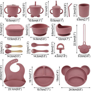 Kit de couverts personnalisés pour bébé, sans BPA, en silicone alimentaire, avec bavoir, couverts, bol à ventouse et assiette - Product Image 3