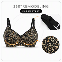 Soutien-gorge sans fil doux à bonnets fins imprimé léopard, couvrant entièrement la poitrine, avec effet lissant latéral, respirant, grande taille, offrant un excellent maintien, pour fortes poitrines