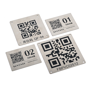 Étiquettes personnalisées à bas prix avec code QR gravé au laser, plaques signalétiques en métal aluminium pour tables <span class=keywords><strong>de</strong></span> restaurant et clubs - Product Image 6