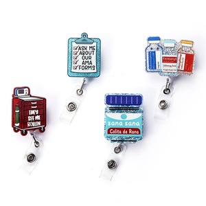 360 Graden Roterende Abs Alligator Clip Gemakkelijk Trekken Intrekbare Badge Clip Acryl Losse Poeder Patch Voor Medicijnflessen Badges - Product Image 2