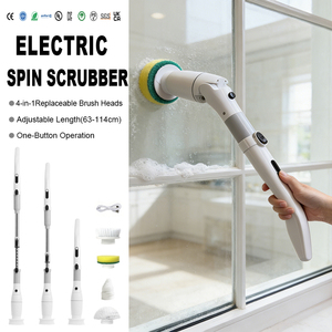 Brosse de nettoyage électrique rechargeable, puissance réglable, étanche IPX6, manche long pour salle de bain, cuisine, <span class=keywords><strong>carrelage</strong></span> - Product Image 1