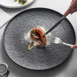 Nordic Rock Texture Piatti Assiette platos de porcelana para restaurante 8 "9" 10 pulgadas blanco negro redondo <span class=keywords><strong>gres</strong></span> cerámica platos de cena - Product Image 5