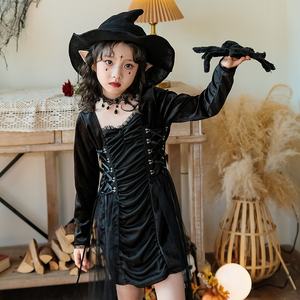 Disfraz de Halloween de <span class=keywords><strong>bruja</strong></span> gótica oscura para niños, disfraz de Cosplay de diablo pequeño para recreaciones de escenario - Product Image 2