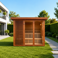 Kabin Sauna Hemlock Modern untuk Luar Ruangan, Ruang Uap Kayu Solid, Panel Kontrol Komputer 220-240V, untuk Penggunaan di Taman, Villa, dan Gym