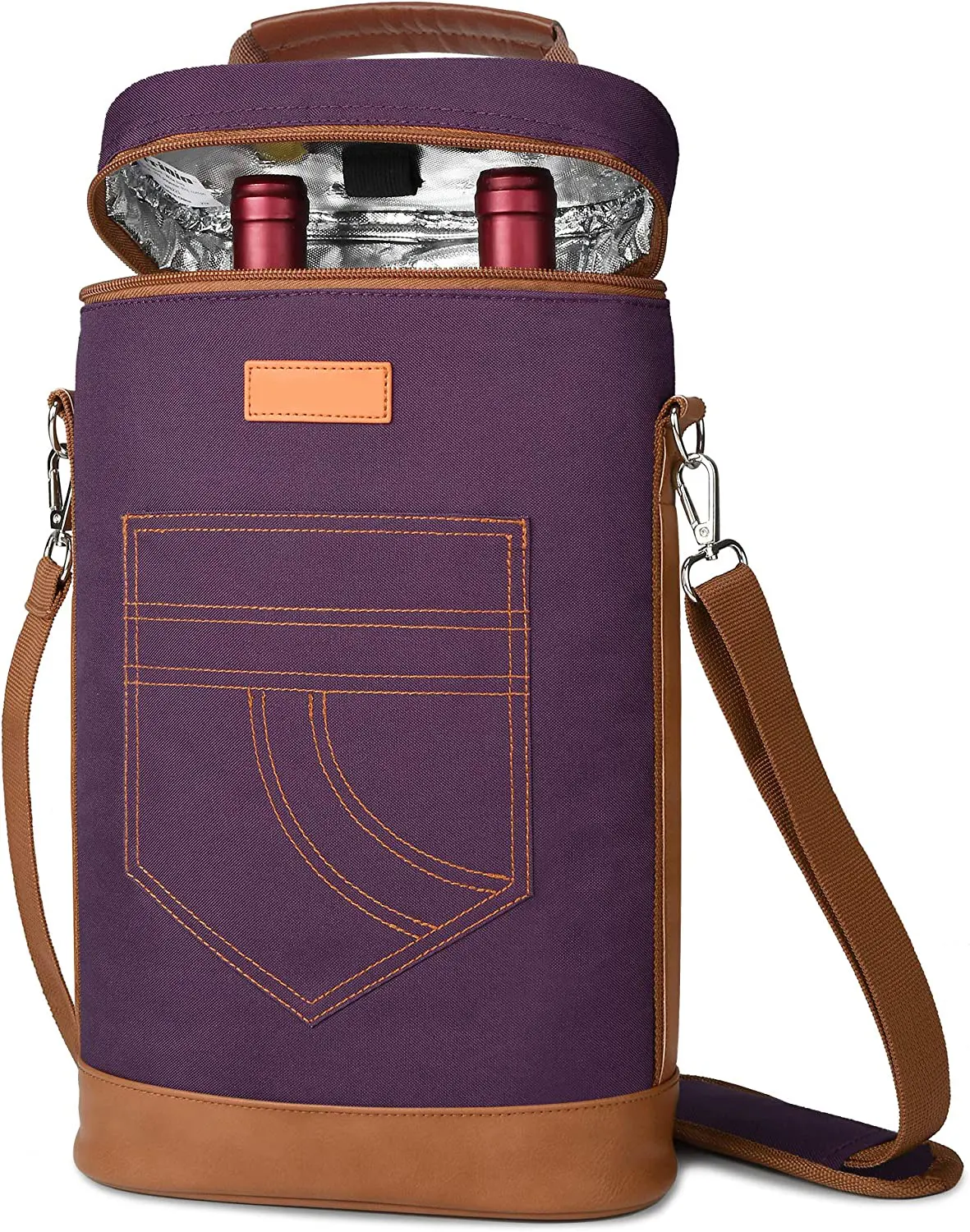 휴대용 사용자 정의 로고 열 절연 와인 토트 백 어깨 방수 내구성 2 병 와인 쿨러 가방