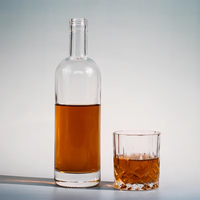 Fournisseurs de bouteilles de vin et de vodka en verre flint de forme ronde avec étiquette personnalisée, 200 ml, 375 ml, 500 ml, 700 ml, 750 ml, 674 g