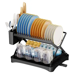 Comptoir ménager cuisine multi-fonctionnel double couche bol étagère de rangement pour vaisselle