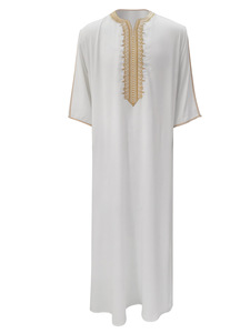 Túnica Marroquí Bordada de Lino para Hombre 2026, Thobe Musulmán con Bolsillo Lateral, Túnica Tradicional Jibba Abaya, Ropa Masculina Jalabiya - Product Image 2