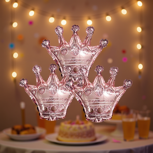 Party Love Foil Crown Balloon 31x37cm Rose Gold Metallic <b>Birthday</b> Party <b>Decor</b> KIDS - Product Image 3