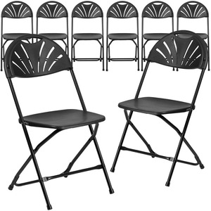 Chaises pliantes légères pour l'école, le parc, la villa, l'atelier, le <span class=keywords><strong>jardin</strong></span>, les mariages, les célébrations, les événements, design <span class=keywords><strong>noir</strong></span> à dossier en éventail - Product Image 1