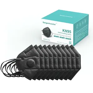 5 katmanlı koruma Kn95Mask CE sertifikalı şık siyah tek kullanımlık 5 kat Ffp2 Kn95 olmayan tıbbi maske