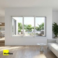 Fenêtre coulissante double Hoffen Pro en alliage d'aluminium et PVC, 180x110, blanche, avec moustiquaire, étanche et isolante thermiquement, pour extérieur