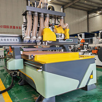 Machine de fraisage CNC à double portique 3 axes rotative multi-têtes avec système de contrôle Syntec et moteur PLC pour table à vide en bois