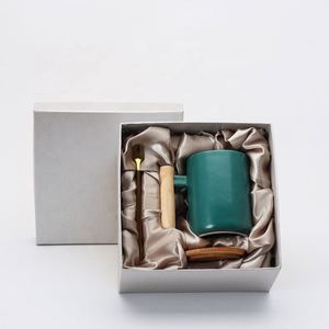 High Quality Gift Porcelain <b>Mug</b>, Bamboo <b>Lid</b> Ceramic Cup <b>with</b> <b>Lid</b> and Spoon, Wooden Handle Ceramic <b>Coffee</b> Cup <b>Mug</b> - Product Image 5