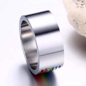 Aliança de arco-íris de personalidade, joias de orgulho <span class=keywords><strong>gay</strong></span> para homens e mulheres, clássico, festa de noivado - Product Image 5