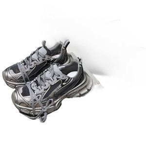 Zapatillas Deportivas Unisex Blancas, Plateadas y Negras con Malla, Diseño Retro para Streetwear, Estilo Balenciaga - Product Image 5