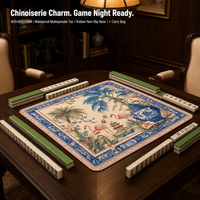 Tapis de Mahjong 800x800mm Imperméable Multispandex Antidérapant en Caoutchouc Chinoiserie Flamingo Ginger Jar + Sac de Transport Noir