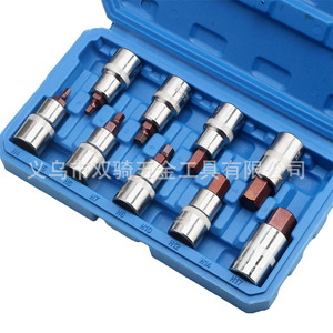 9 Piece 1/2 In Extended Hex Socket Set Chrome Plated Industrial Automotive Repair Tool Kit - Product Image 4