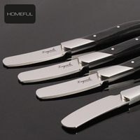 Couteau à fromage OEM&ODM, couteau à steak Laguiole en acier inoxydable avec manche en bois noir pour coffret cadeau