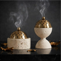 Brûleur d'encens en marbre naturel classique pour Bakhoor, encensoir décoratif Mubkhar, encensoir de style moyen-oriental