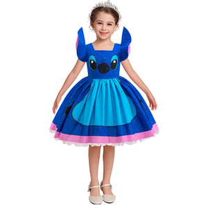 Nuovo <span class=keywords><strong>Costume</strong></span> da Principessa Gonfio per Bambine, Vestito da Film Stitch con Stampa Digitale per Spettacoli Teatrali e Halloween (Poliestere) - Product Image 2